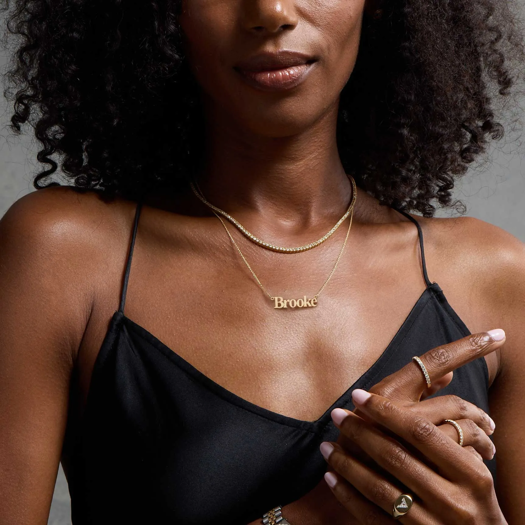 Women's Name Plate Necklace 14K Gold - Style 188