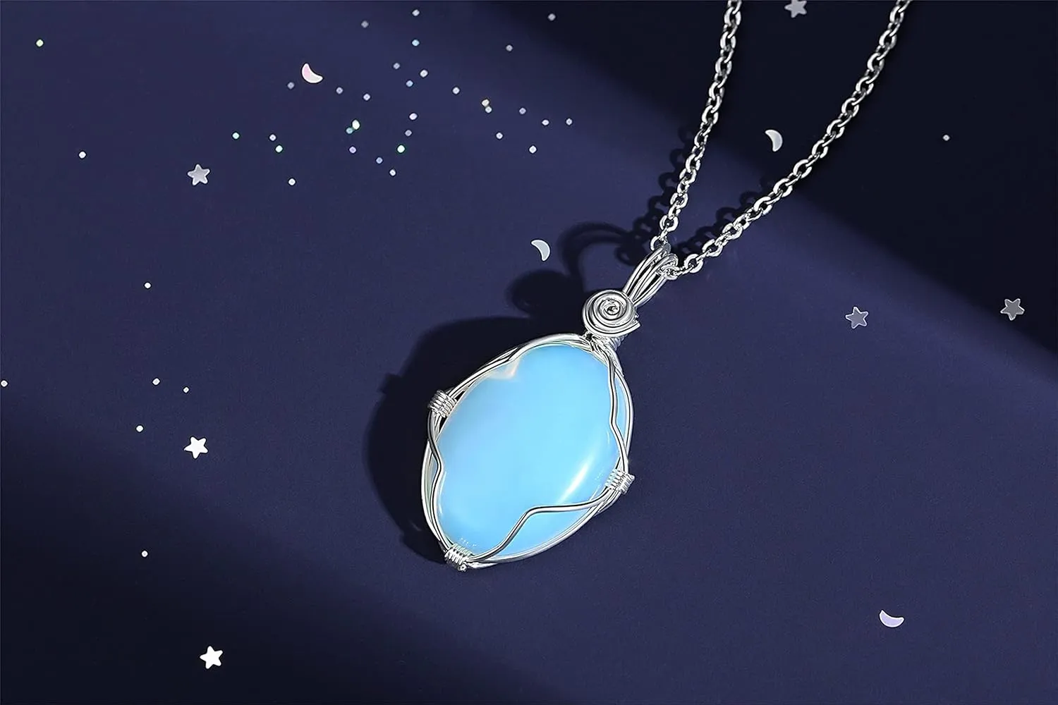 XIANNVXI Healing Crystal Necklace Wire Wrapped Oval Stone Gemstone Pendant Necklaces Natural Spiritual Reiki Witchcraft Quartz Jewelry for Women