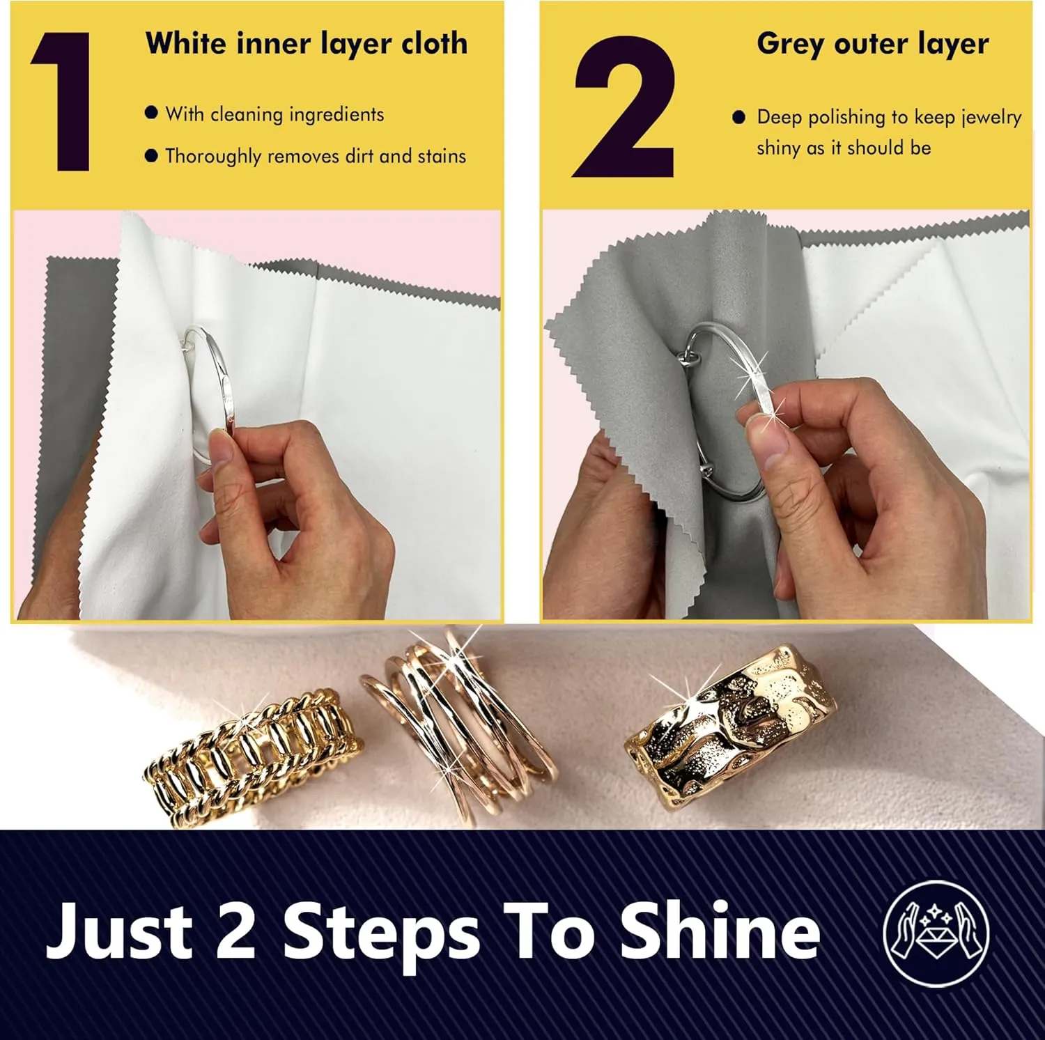 XIAOXINGYUN 10 PCS Silver polishing Cloth,Jewelry Cleaning Cloth for Sterling Silver, Multi-Layer Silver Jewelry Cleaner Cloth Keep Jewelry Cleaning and Shiny (6'' x 8''*10Pcs)