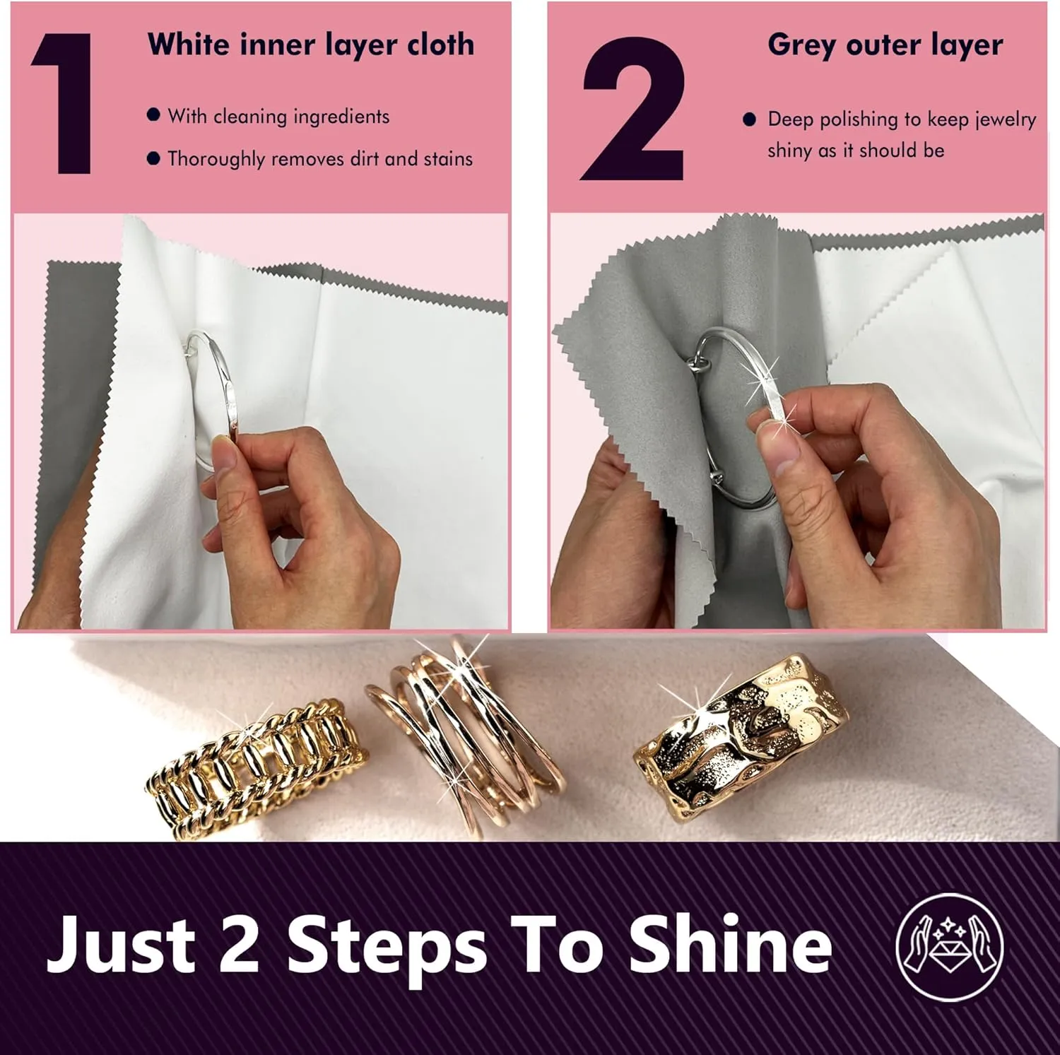 XIAOXINGYUN 18 PCS Silver polishing Cloth,Jewelry Cleaning Cloth for Sterling Silver, Multi-Layer Silver Jewelry Cleaner Cloth Keep Jewelry Cleaning and Shiny (6'' x 8''*18Pcs)