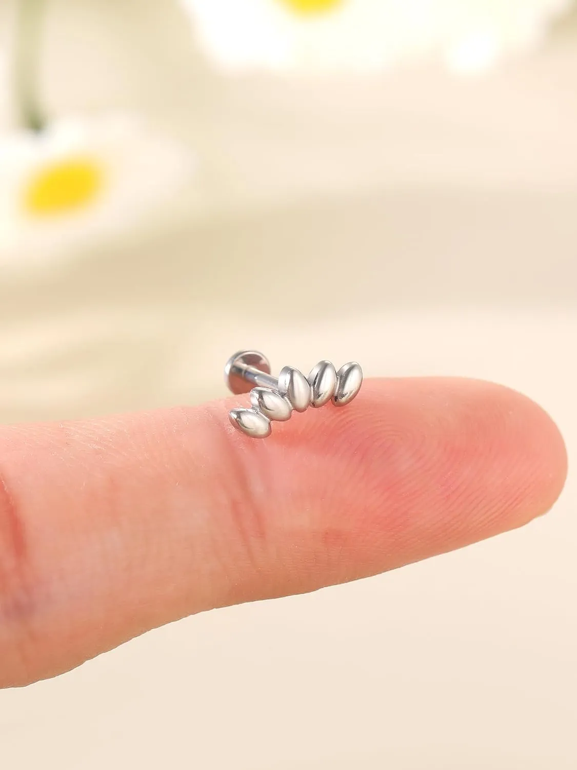 Xpircn 14G 16G 18G G23 Titanium Opal CZ Labret Monroe Lip Rings Studs Helix Cartilage Tragus Stud Piercing Jewelry, 1 Piece