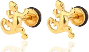 Xusamss Punk Body Piercing Earrings Stainless Steel Animal Gecko Stud Earrings