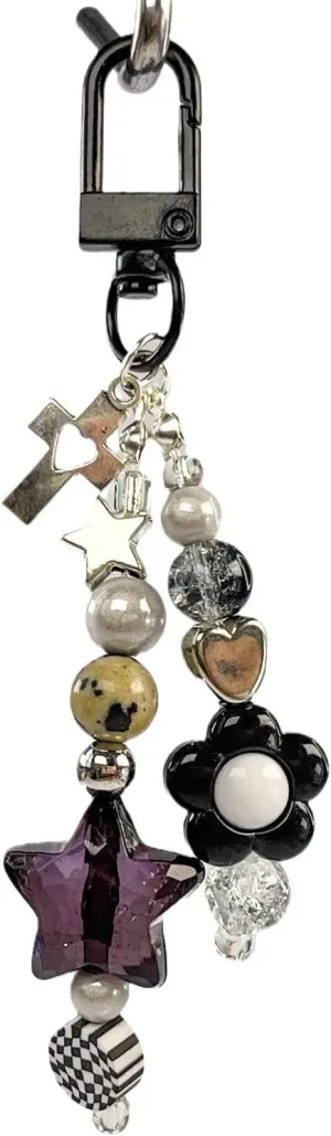 Y2K Star Flower Phone Chain Beaded Charm Keychain Phone Lanyard Strap Bag Backpack Ornament Acrylic Keyring Jewelry Gift