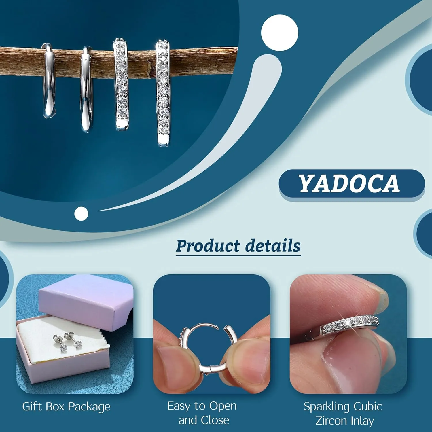 YADOCA Hypoallergenic Surgical Steel Earrings Sets for Multiple Piercing - Small Stud Earrings For Women Men - Stainless Steel Earrings Studs Hoop Earrings for Sensitive Ears Silver Gold Tone 10pairs