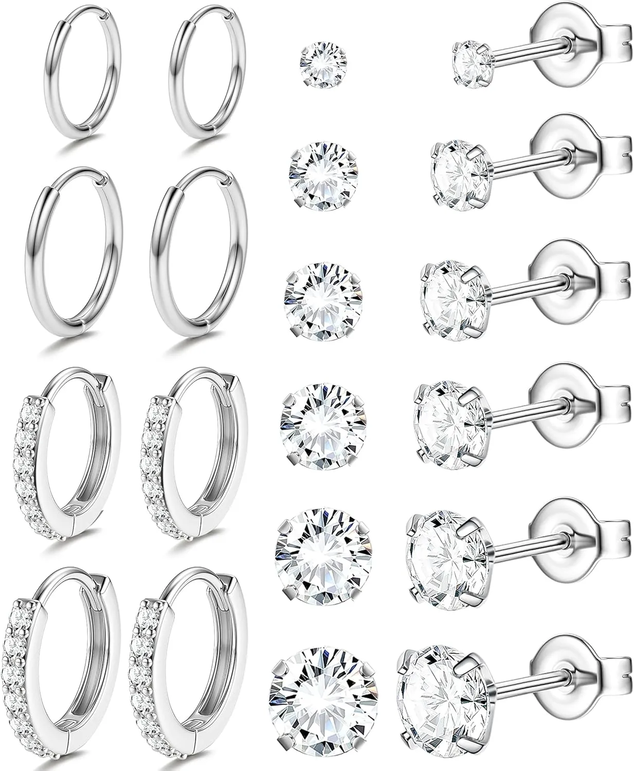 YADOCA Hypoallergenic Surgical Steel Earrings Sets for Multiple Piercing - Small Stud Earrings For Women Men - Stainless Steel Earrings Studs Hoop Earrings for Sensitive Ears Silver Gold Tone 10pairs