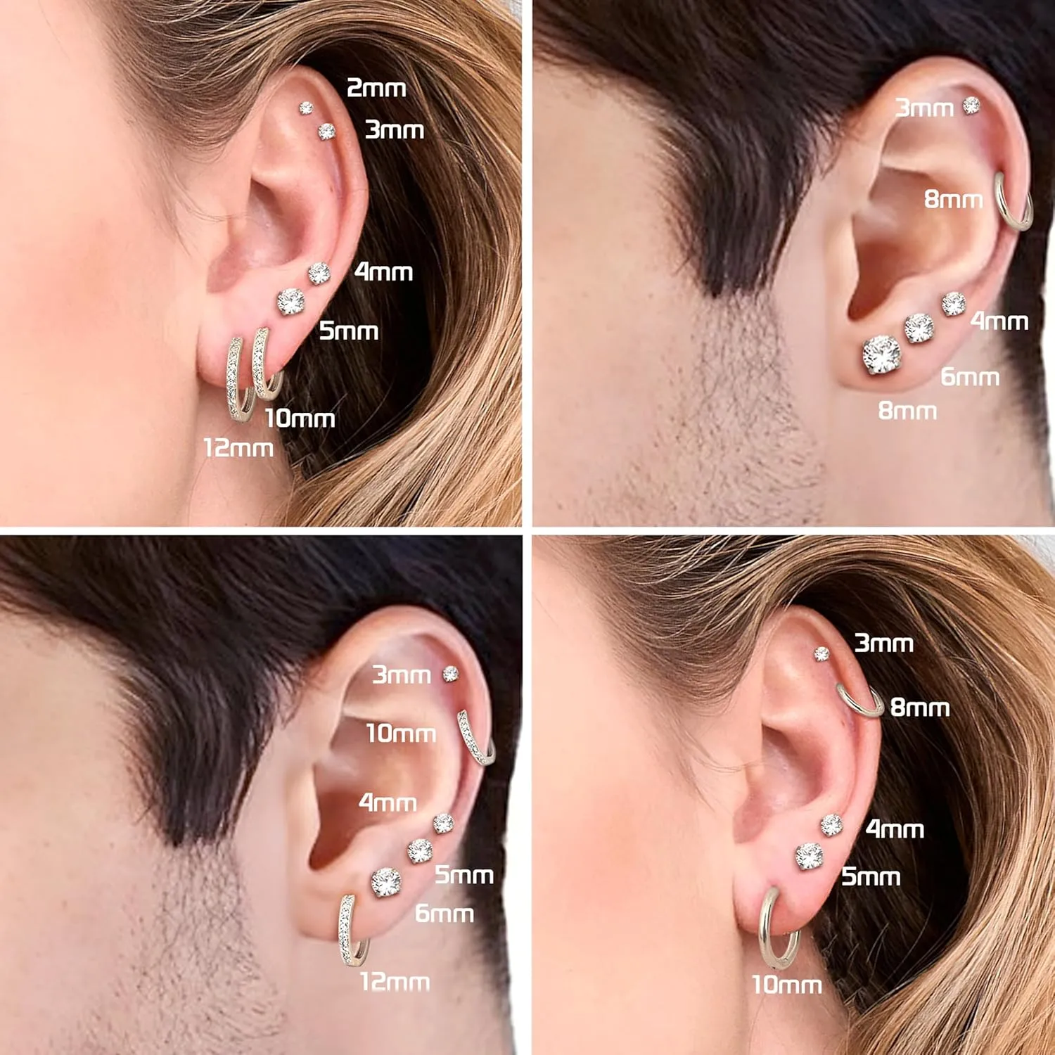 YADOCA Hypoallergenic Surgical Steel Earrings Sets for Multiple Piercing - Small Stud Earrings For Women Men - Stainless Steel Earrings Studs Hoop Earrings for Sensitive Ears Silver Gold Tone 10pairs