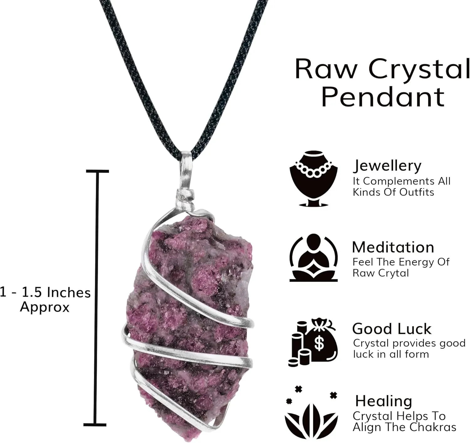 YATSKIA Black Tourmaline Necklace - Tourmaline Necklace - Healing Spiritual Crystal Necklaces - Black Tourmaline Jewelry - Raw Crystal Necklace Pendant