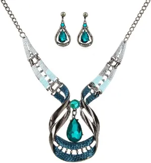 YAZILIND Ethnic Style Necklace Earrings Geometric Shape Color Resin Necklace Earring Women Jewelry Set