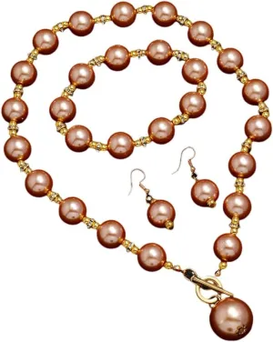 YAZILIND Wedding Bridal Jewelry Set Imitation Pearl Women's Clavicle Chain Necklace Earrings Bracelet