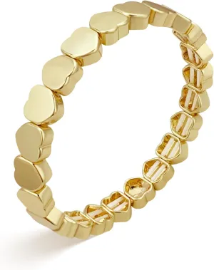 YBMYCM Gold Bracelets for Women 14K Gold Plated Square Bracelet Stretch Heart Elastic Bracelets Bangle Gift Jewelry