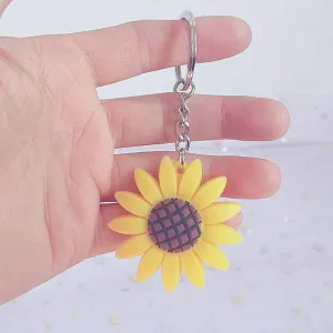 Yellow Sunflower Keychains for Sunflower Theme Party Favors Sunflower Key Ring Keyring for Summer Birthday Keyrings, Keychains and Charms Accessories