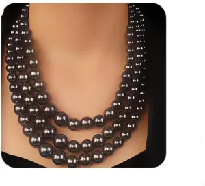 YERTTER Vintage 1920s Large Collar Choker Necklace & Earring Set - Simulated Pearl Statement & Multi Strand Chunky Pearls Costume Jewelry for Wedding or Special Occasion