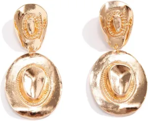 YIYUGEY Cow Accessories Cowboy Earrings Western Earrings Vintage Gold Plated Silver Jewelry Surprise Clothing Personality Large Cowboy Hat Pendant Earrings Valentine's Day for Women