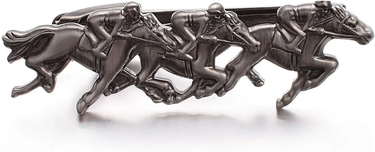 Yoursfs Unique Horse Racing Tie Clip for Men Funny Three Horses Jockey Tie Bar Clip Novelty Mens Fashion Jewelry Accessories