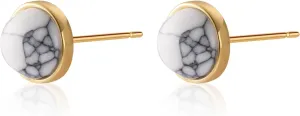 Yumikoo 18k Gold Plated Earrings Copper Dangle Stud Earrings for Women Pearl Stud Earrings