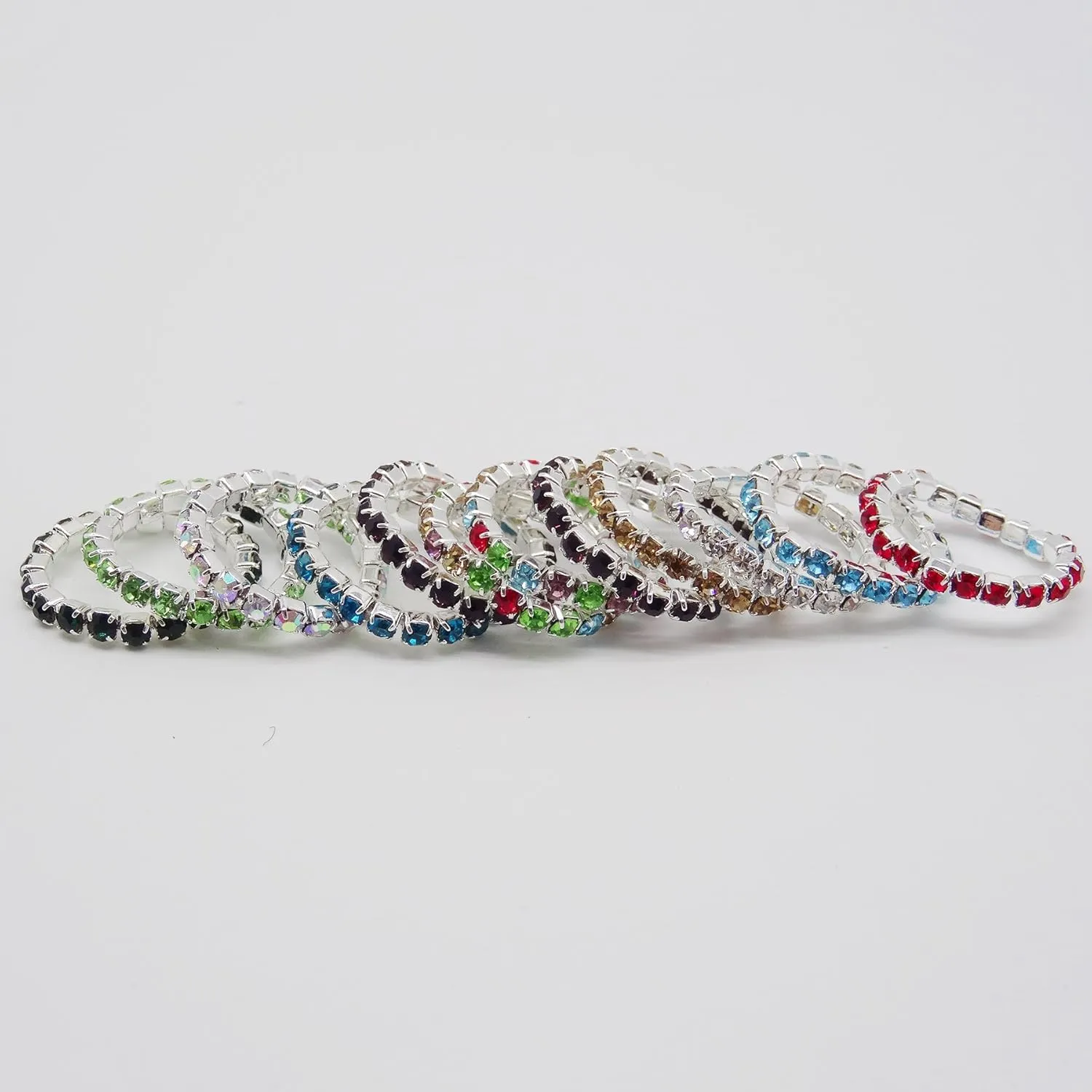 ZAKIA 12pcs Elastic Crystal Toe Ring Jewelry Bag Rhinestone Accessories