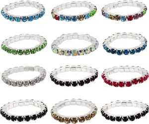 ZAKIA 12pcs Elastic Crystal Toe Ring Jewelry Bag Rhinestone Accessories