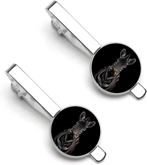 Zebra Animal Men's Tie Clip Round Tie Bar Tie Tack Pins Jewelry Accessories for Father's Day Gifts