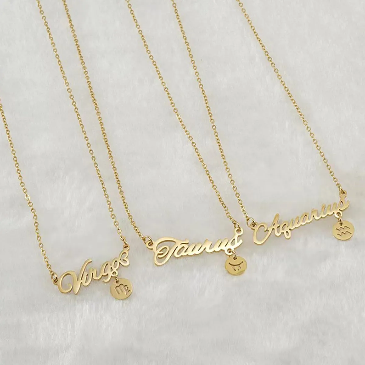 Zodiac Constellation Horoscope Pendant Necklaces Gold Plated Astrology Necklaces for Women Best Gift for birthday Jewelry New Year Mothers day Christmas wedding