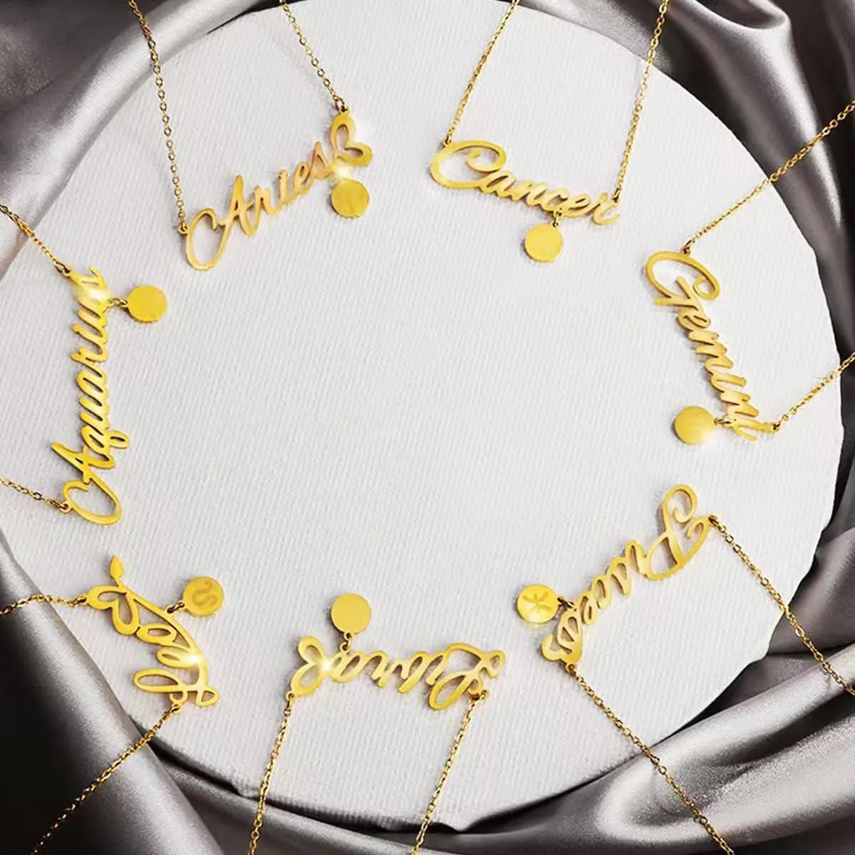 Zodiac Constellation Horoscope Pendant Necklaces Gold Plated Astrology Necklaces for Women Best Gift for birthday Jewelry New Year Mothers day Christmas wedding