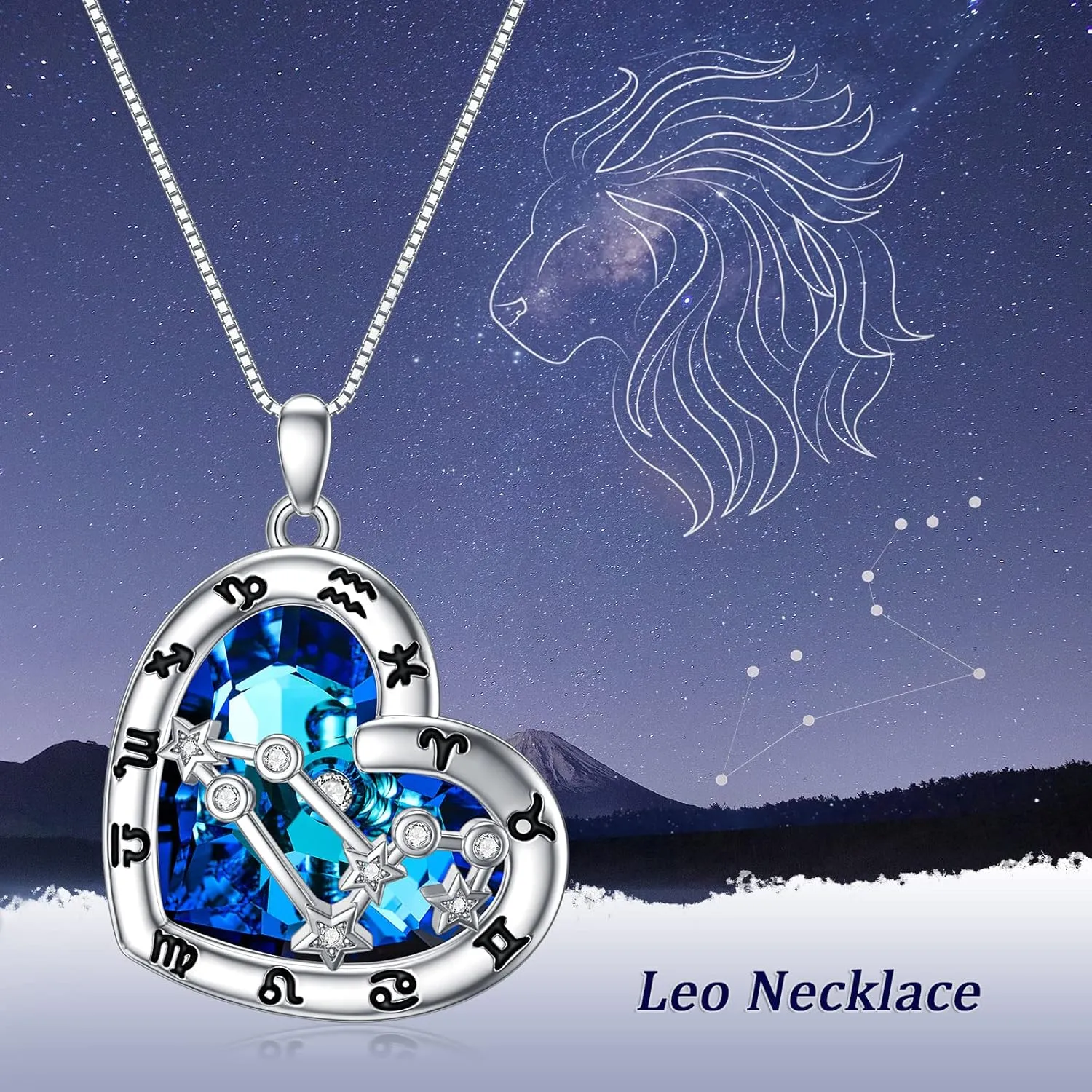 Zodiac Constellation Necklaces 925 Sterling Silver Zodiac Pendant Necklace with Crystal Astrology Horoscope Jewelry Constellation Birthday Gifts for Women
