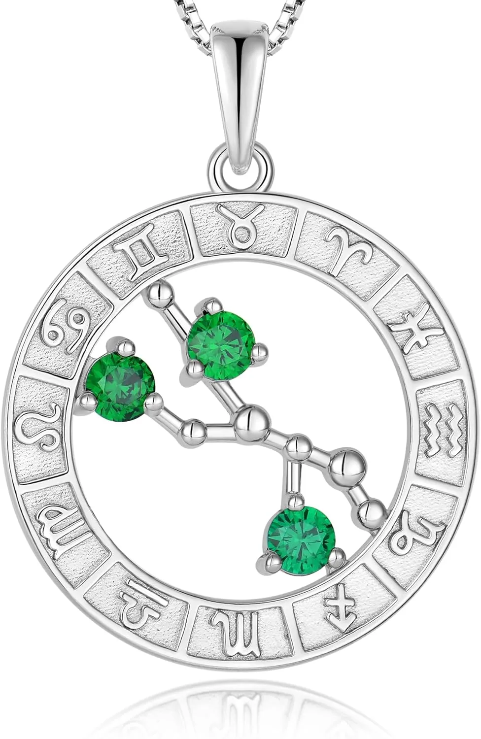 Zodiac Constellation Pendant Necklace for Women - Solid Sterling Silver 18K White Gold Plated Astrology Horoscope Birthstone Anniversary Birthday Jewelry
