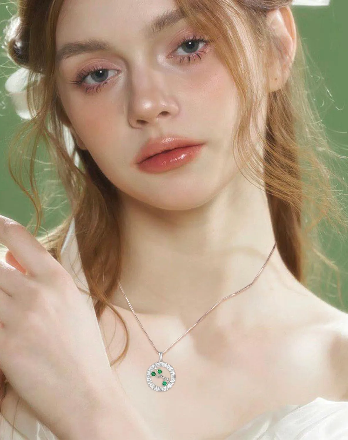 Zodiac Constellation Pendant Necklace for Women - Solid Sterling Silver 18K White Gold Plated Astrology Horoscope Birthstone Anniversary Birthday Jewelry