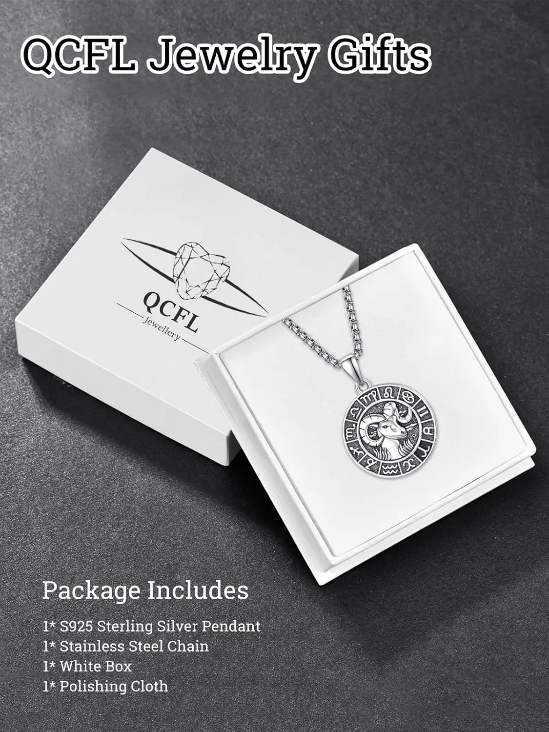 Zodiac Necklaces for Men, 925 Sterling Silver 12 Constellation Horoscope Sign Pendant Necklace, Birthday Father's Day Jewelry Gifts for Husband Boyfriend Father Grandpa Son