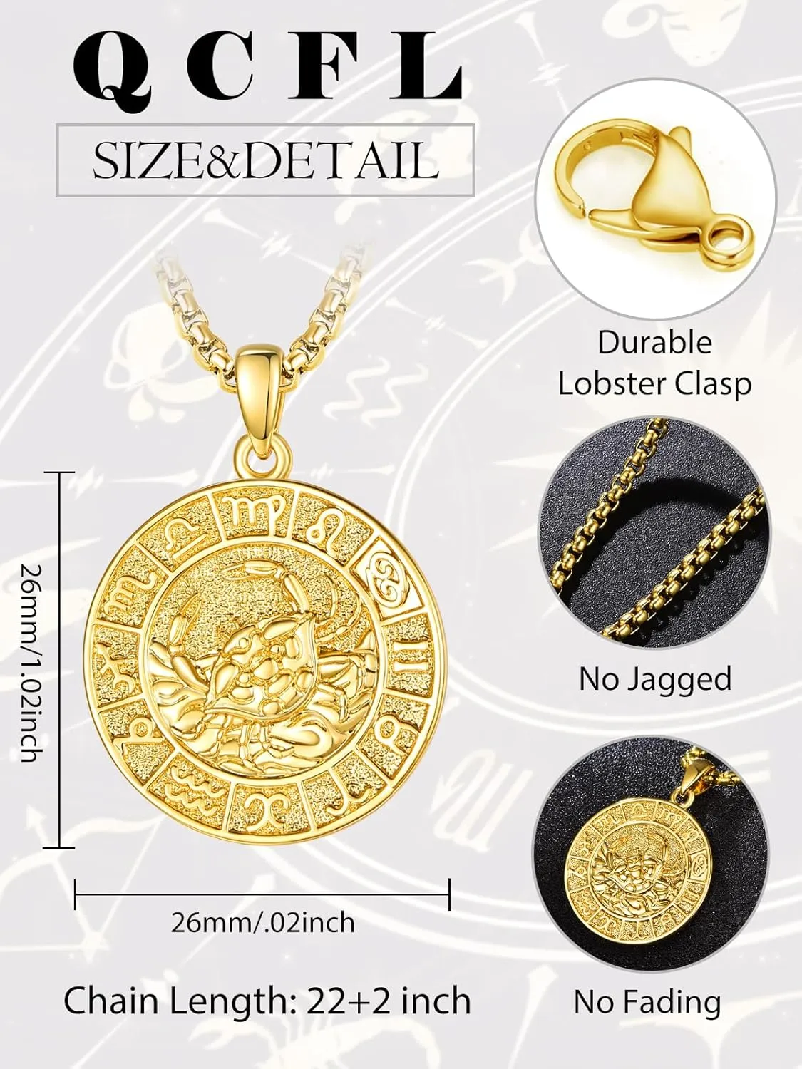Zodiac Necklaces for Men, 925 Sterling Silver 12 Constellation Horoscope Sign Pendant Necklace, Birthday Father's Day Jewelry Gifts for Husband Boyfriend Father Grandpa Son