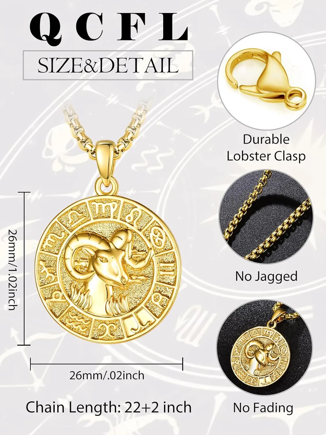 Zodiac Necklaces for Men, 925 Sterling Silver 12 Constellation Horoscope Sign Pendant Necklace, Birthday Father's Day Jewelry Gifts for Husband Boyfriend Father Grandpa Son