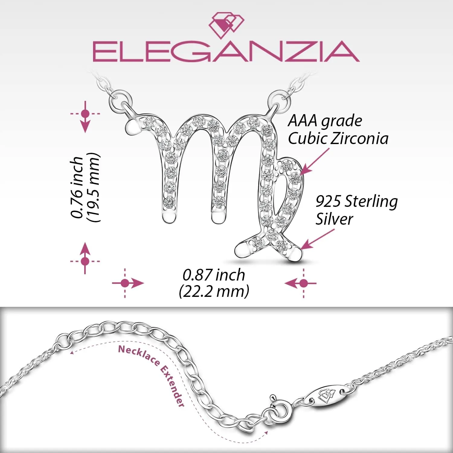 Zodiac Necklaces for Women Sterling Silver, 12 Horoscope Constellation Zodiac Sign Necklace, 18" - 20" Polo Chain Zodiac Jewelry Celestial Necklace, Birth Year Necklace