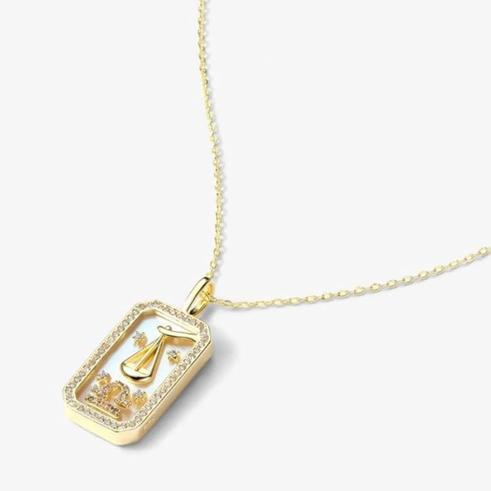 Zodiac Pendant Necklace, Copper Engraving Zodiac Pendant, Dainty Personalized Zodiac Necklace, Zodiac Necklace Jewelry for Women