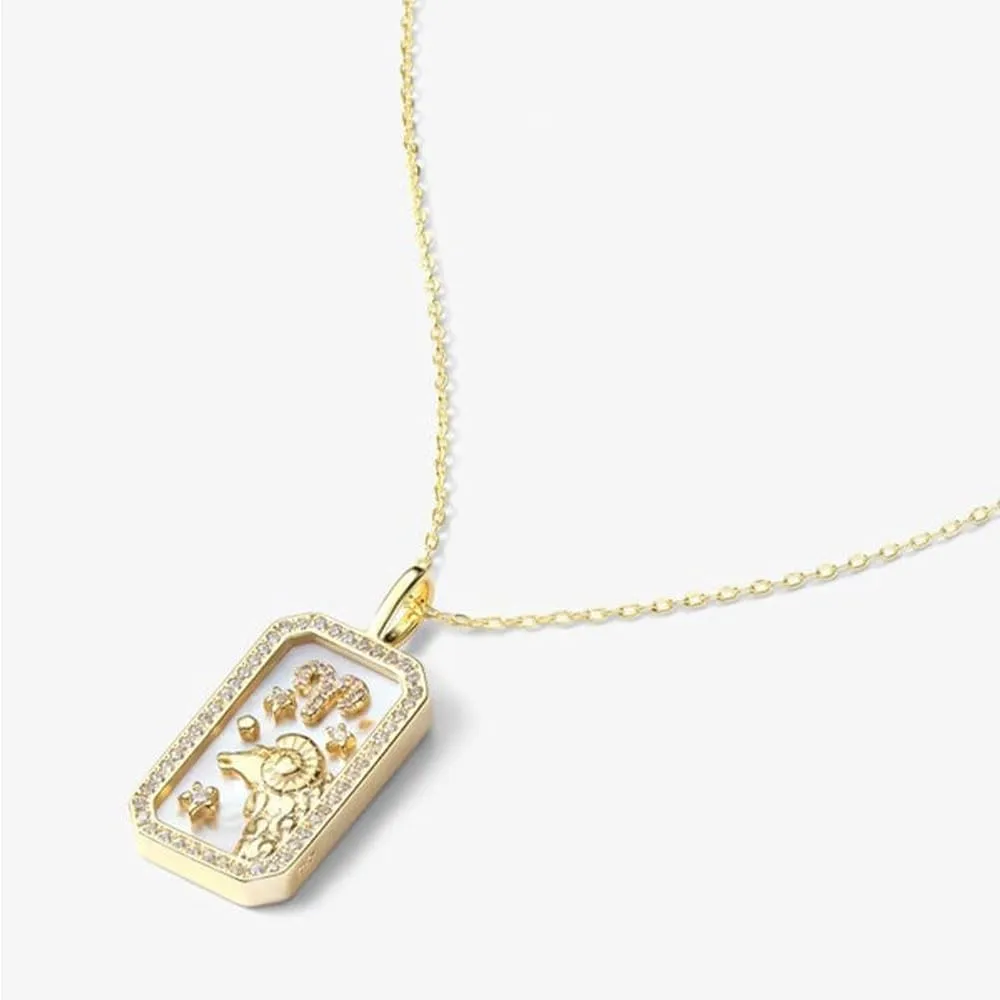 Zodiac Pendant Necklace, Copper Engraving Zodiac Pendant, Dainty Personalized Zodiac Necklace, Zodiac Necklace Jewelry for Women
