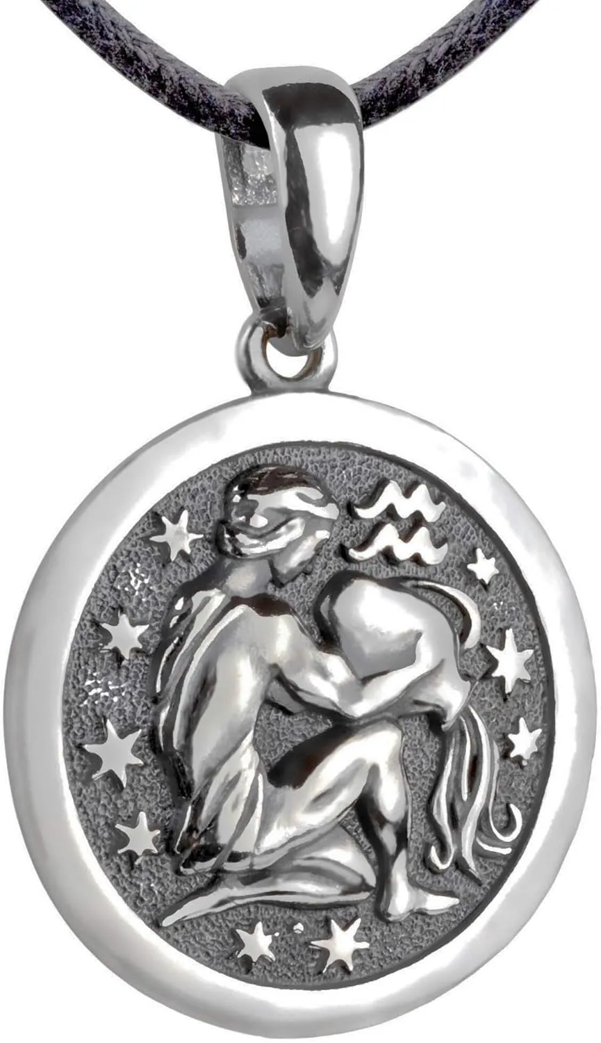 Zodiac Sign Pendant Necklace 925 Sterling Silver Horoscope Medallion Coin Disc Choker Charm Constellation Astrology Jewelry for Men Women
