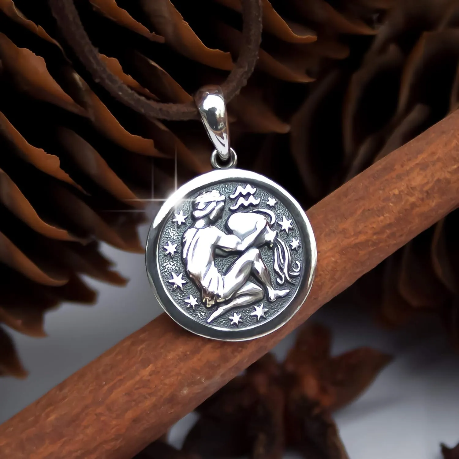 Zodiac Sign Pendant Necklace 925 Sterling Silver Horoscope Medallion Coin Disc Choker Charm Constellation Astrology Jewelry for Men Women