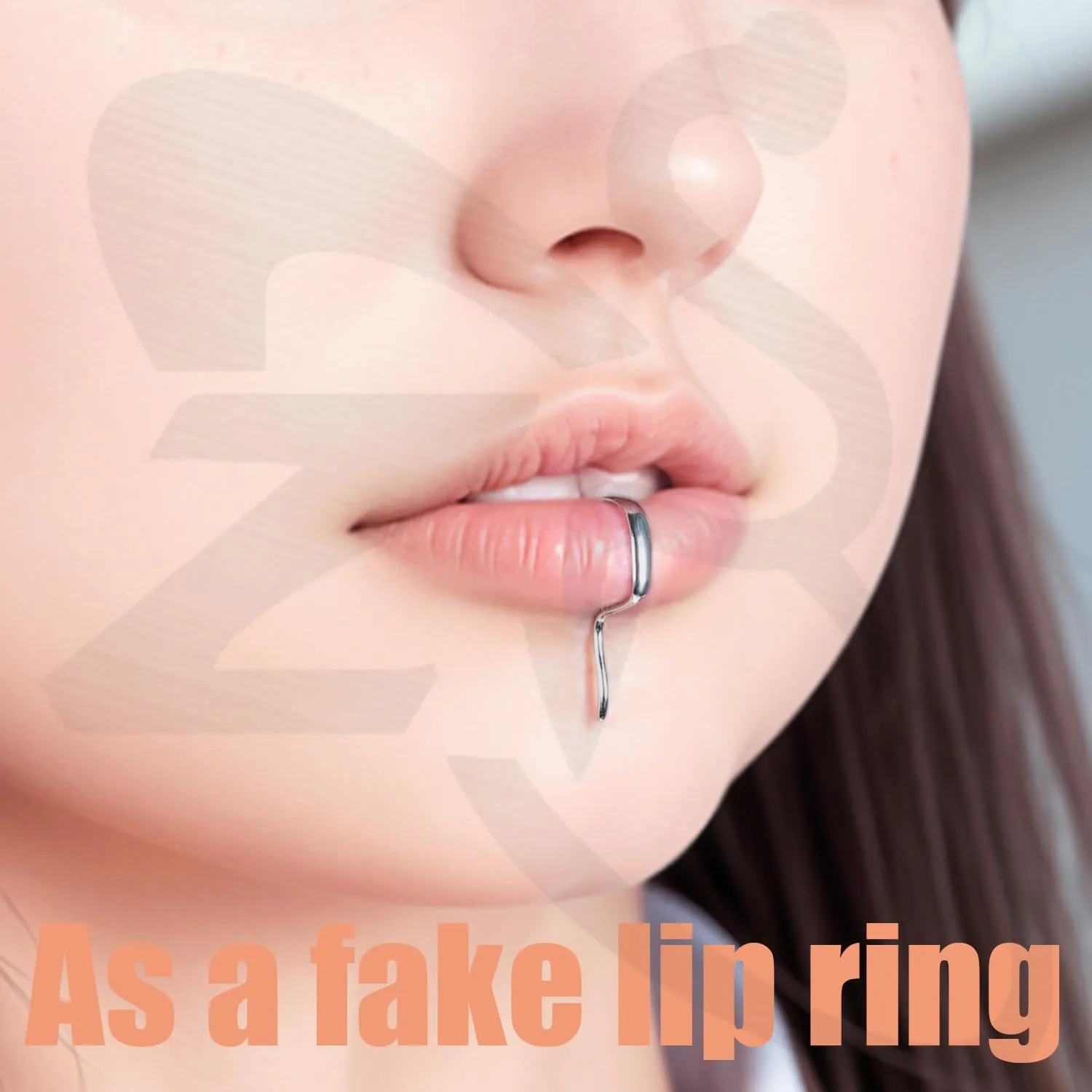 ZS 925 Sterling Silver Fake Lip Piercings Cyberpunk Real Lip Rings Faux Lip Cuff Body Jewelry Non-Piercing for Women Men
